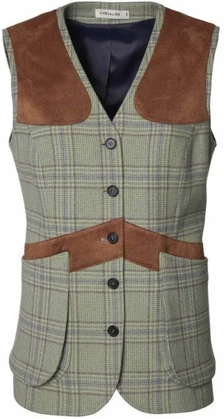 Populär Advie Tweed Shooting Vest Women Willow Green Checked