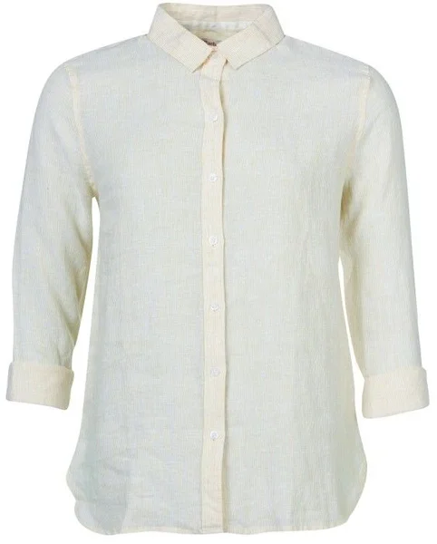 Fynd W's Marine Linen Shirt Yellow Haze/White