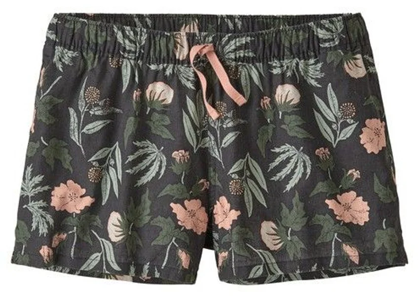I lager W's Island Hemp Baggies Shorts Fiber Flora Multi Big Ink Black