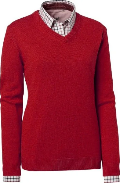Snabb frakt Gaby Lady Lambswool Pullover w Patches Red
