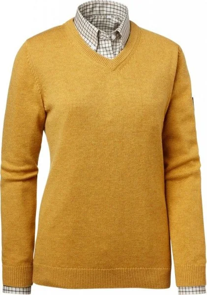 Gaby Lady Lambswool Pullover w Patches Yellow Sänkt pris