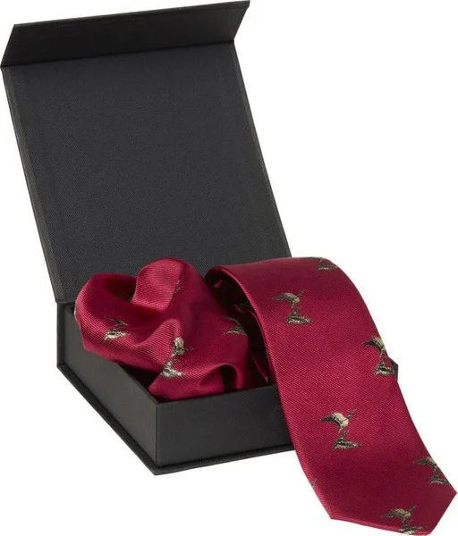 Begränsad tid Ducks Tie & Hanky Set Red