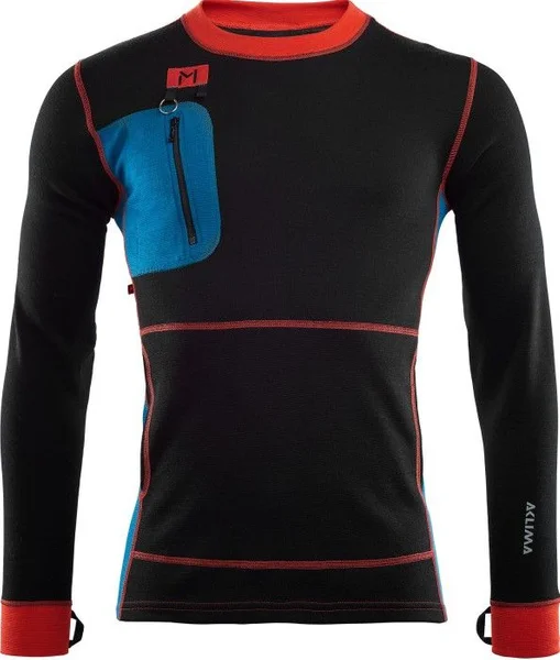 Outlet Aclima Lars Monsen Anárjohka Crew Man Jet Black/Blue Sapphire/Poinciana