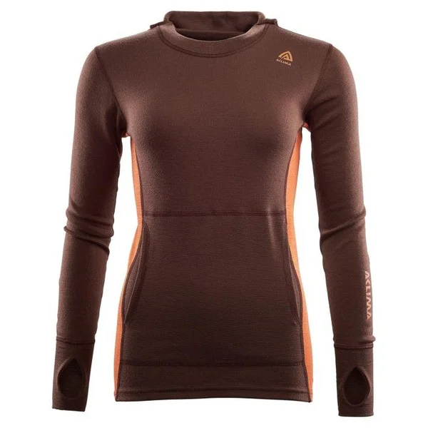 Köp nu Aclima Warmwool Hood Sweater Woman Bitter Chocolate/Burnt Ochre