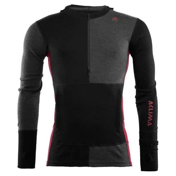 Erbjudandepris Aclima Warmwool Hood Sweater Net Man Jet Black/Marengo/Chili Pepper