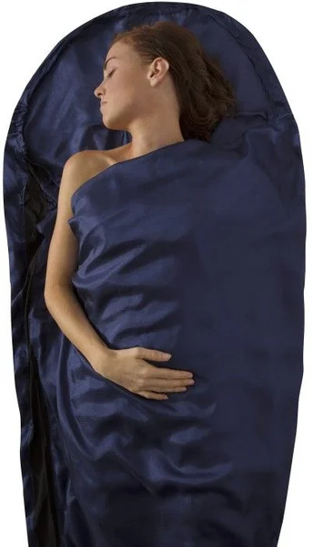 Handla nu Sleepliner Silk Stretch Mummy with Hood Navy Blue