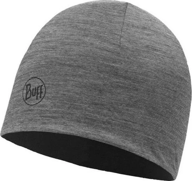 Kids Lightweight Merino Wool Reversible Hat Black-Grey Kampanj