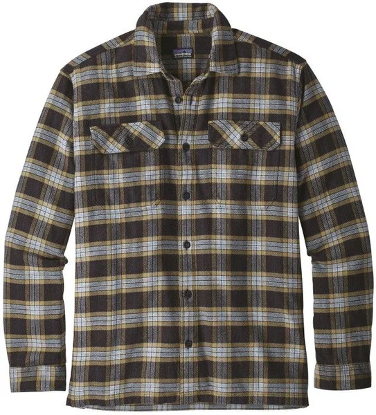 M's L/S Fjord Flannel Shirt Migration Plaid Small Black Kampanjpris