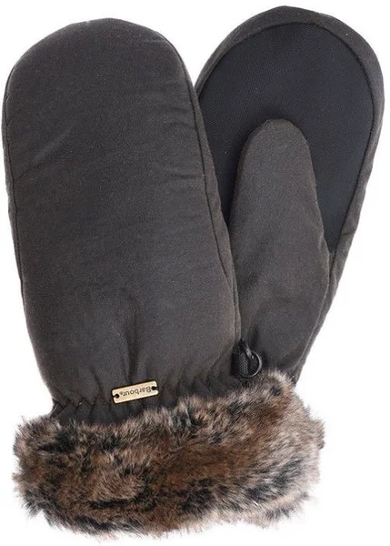 Outlet W's Wax with Fur Trim Mittens Olive