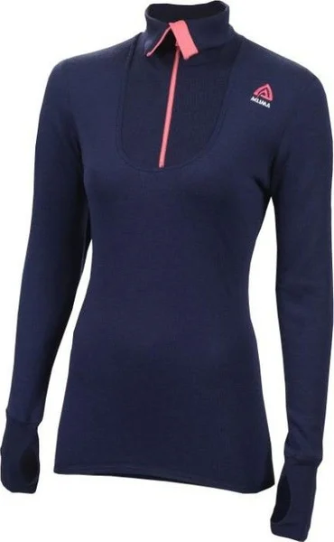 Rea Aclima DoubleWool Polo Zip Woman Peacoat/ Tornado/Calypso Coral