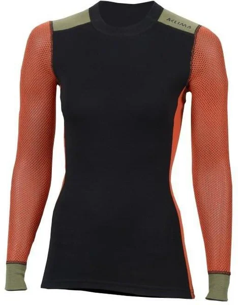 Aclima W's WoolNet Hybrid Crewneck Jet Black/Poinciana/Capulet Olive Extra rabatt