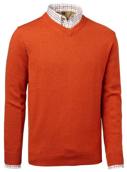 Gary Lambswool Pullover w Patches Orange risnedsättning