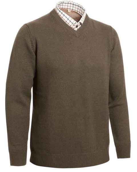 Gary Lambswool Pullover w Patches Brown Erbjudandepris