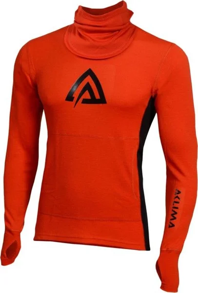 Aclima WarmWool Hood Sweater Man Poinciana/Jet Black Reapris
