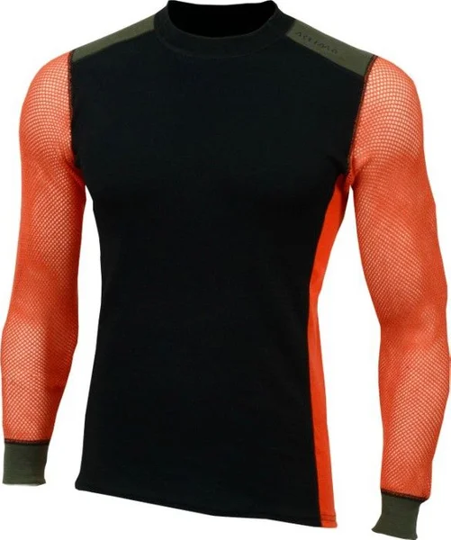 Trygg betalning Aclima M's WoolNet Hybrid Crewneck Shirt Jet Black/Poinciana/Capulet Olive