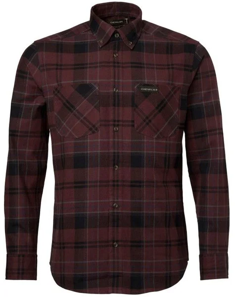 M's Willow Flannel Shirt Wine Red Check Fynd