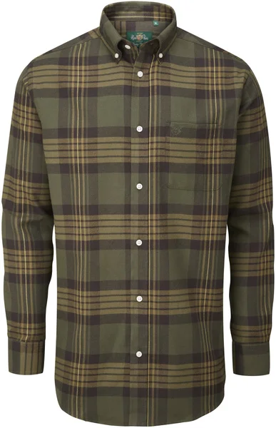M's Ilkley Flannel Button Down Collar Shirt Olive Check Köp nu