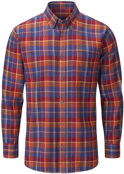 Fri frakt M's Ilkley Flannel Button Down Collar Shirt Red Check