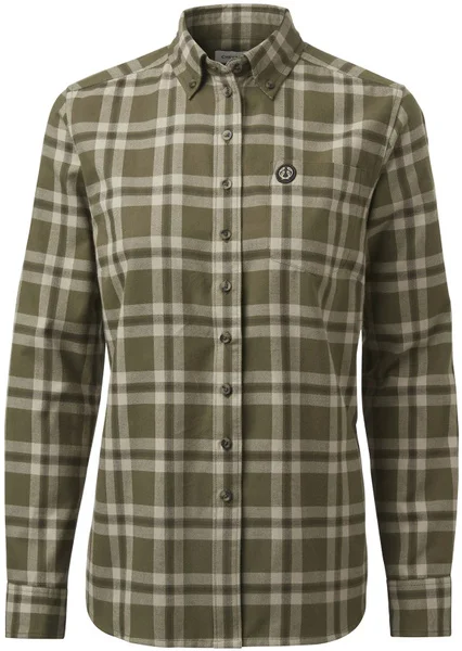 W's Teal Light Flannel Shirt Olive Green Checked Kampanj
