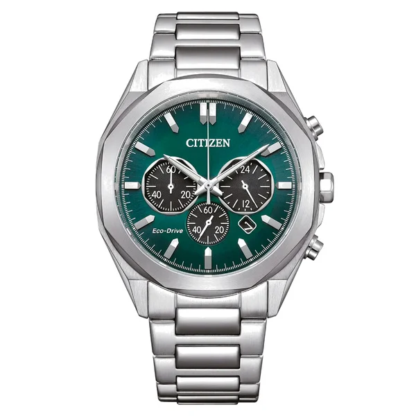 Eco-Drive Chrono Green Silver Lägg i varukorgen