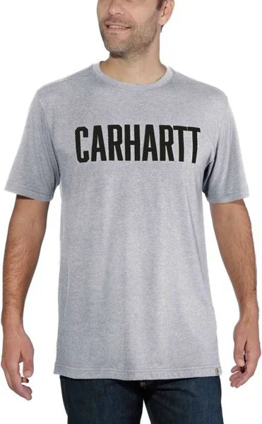 Rabatter Carhartt M's Block Logo T-Shirt S/S Heather Grey