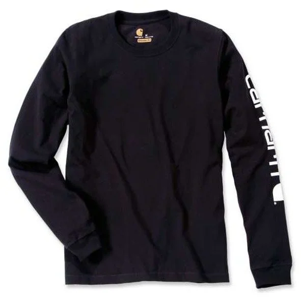 Carhartt M's Sleeve Logo T-Shirt L/S Black Extra rabatt