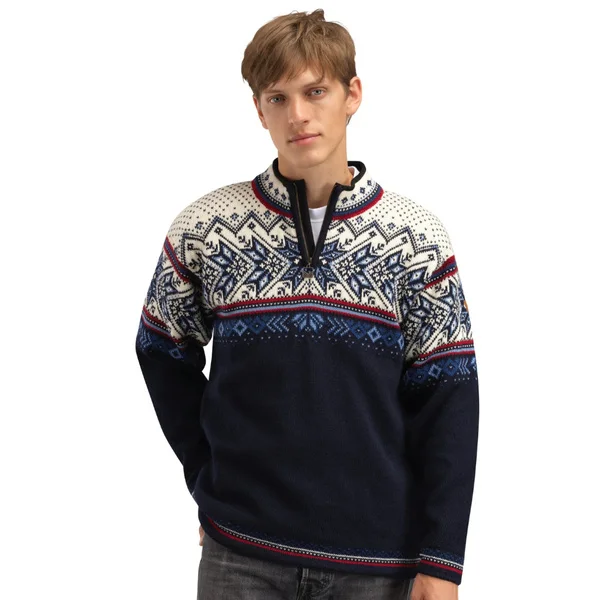 risnedsättning M's Vail Sweater Midnightnavy Redrose Offwhite