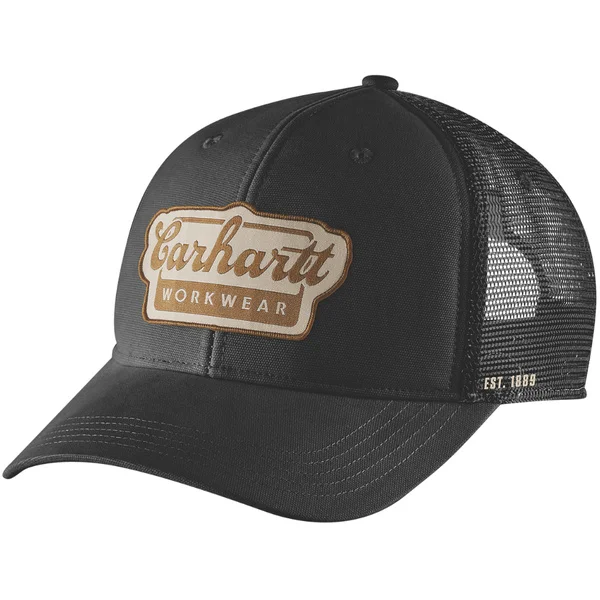 Snabb frakt Carhartt M's Twill Mesh-Back Script Patch Cap Black