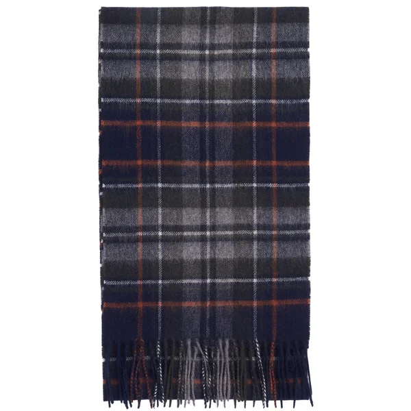 New Check Tartan Scarf Navy/Dark Ginger Beställ idag