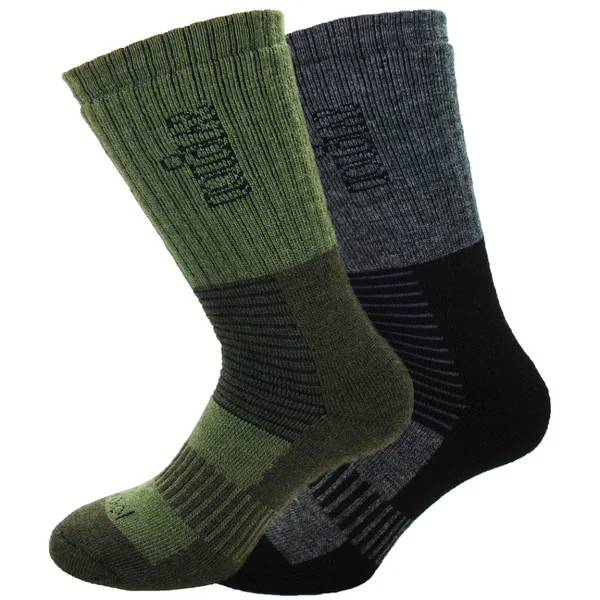 Kampanj 2-Pack Merinoull Mid Grey/Green