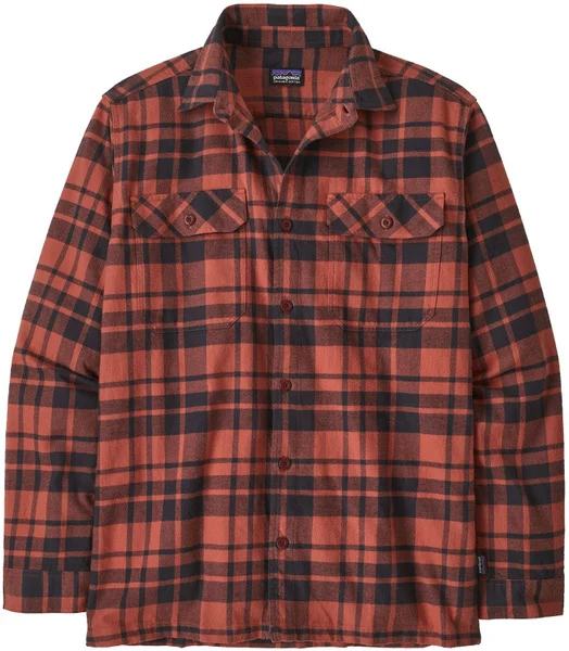 Outlet M's L/S Organic Cotton MW Fjord Flannel Shirt Ice Caps Burl Red