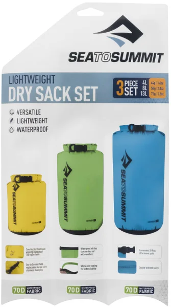 risnedsättning Dry Sack Lightweight 3-Piece Set 4L , 8L , 13L Yellow/Green/Blue