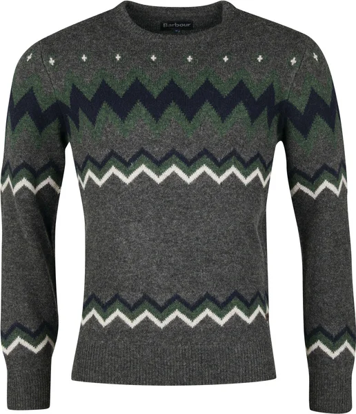 M's Case Fairisle Crew Neck Olive Lågt pris