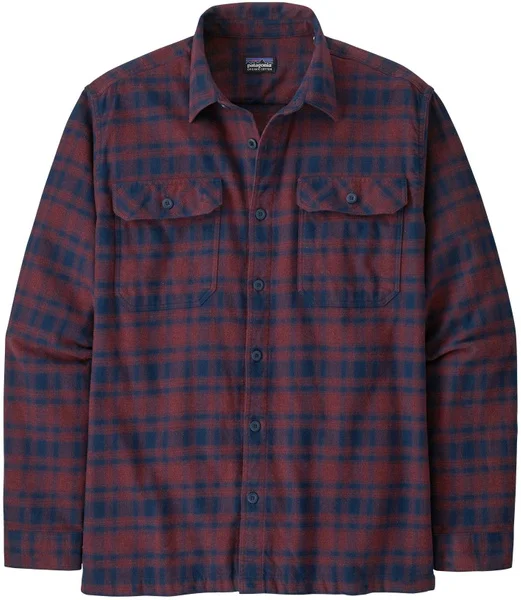 Fynd M's L/S Organic Cotton Midweight Fjord Flannel Shirt Connected Lines Sequoia Red