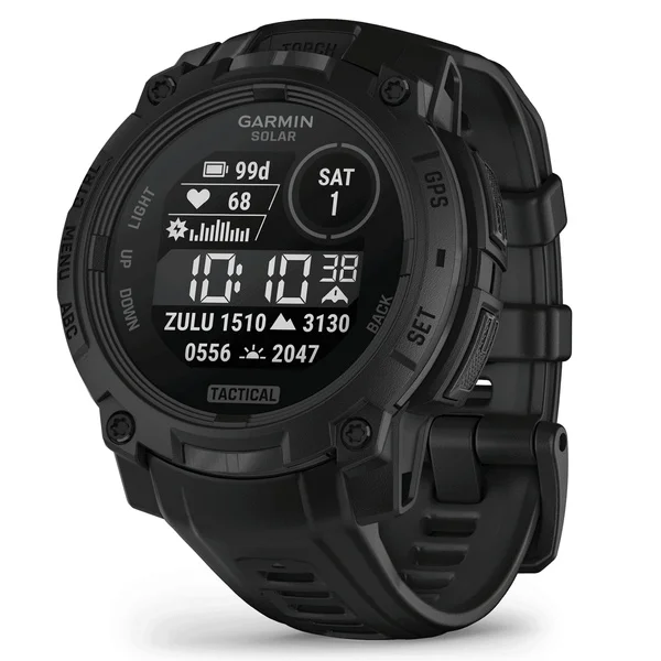 Instinct® 3 45 mm Solar Tactical Edition Svart med Svart Armband Populär