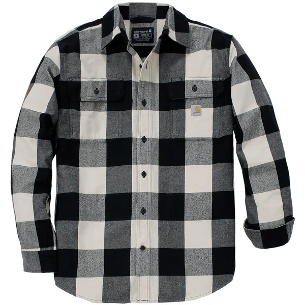 Carhartt M's Long-Sleeve Plaid Shirt Oat Milk Sista chansen