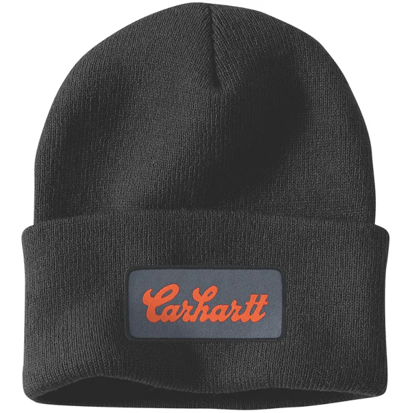 Carhartt M's Knit Cuffed Script Patch Beanie Black Endast denna vecka