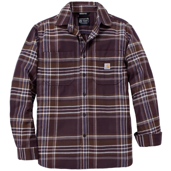 Carhartt M's Flannel Long-Sleeve Plaid Shirt Dark Sepia Fri frakt