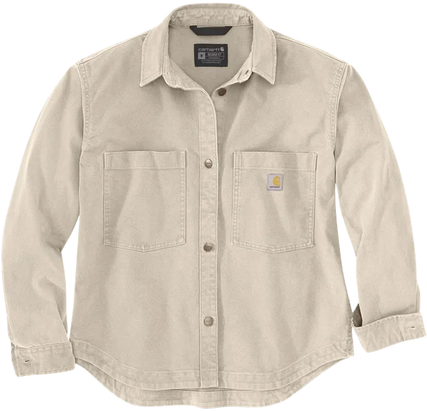Carhartt W's Heavyweight Duck Overshirt Oat Milk Sista chansen