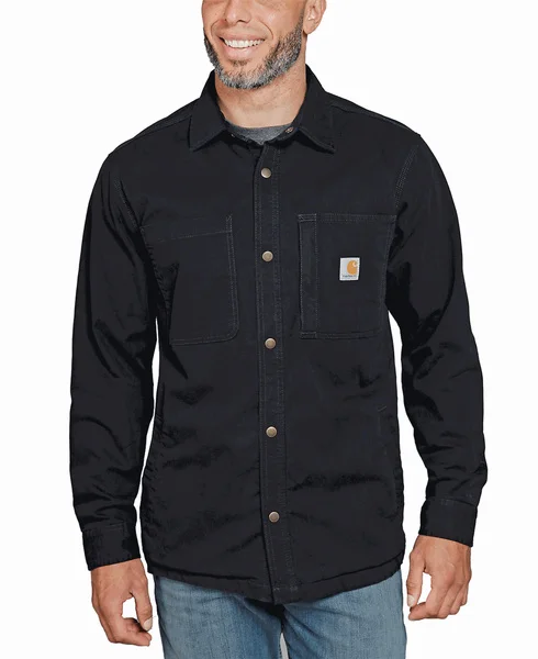 Fleece Lined Snap Front Black Reapris