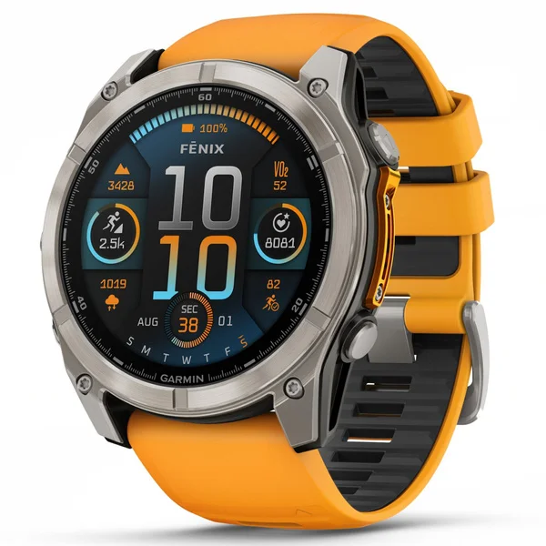 fenix 8 AMOLED 51mm Sapphire Titanium Graphite / Spark Orange I lager