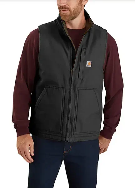 Populärt val Washed Duck Lined Mock Neck Vest Black