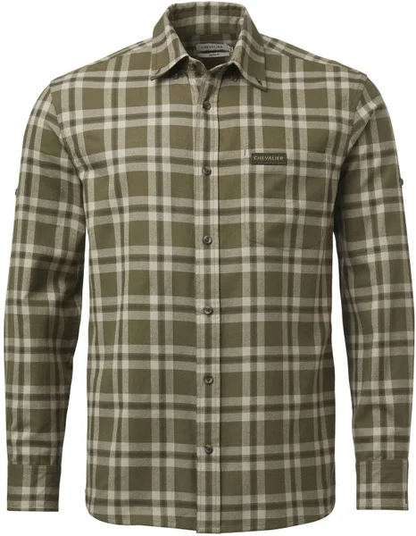 M's Teal Light Flannel Shirt Olive Green Checked Rabatter