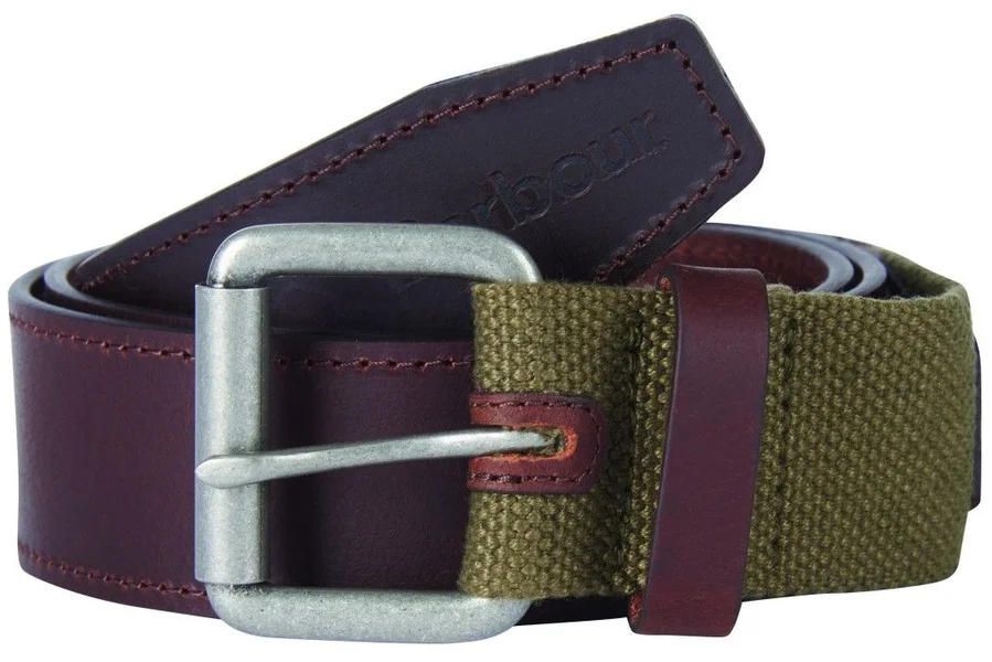 I lager Webbing Leather Belt Olive/Brown