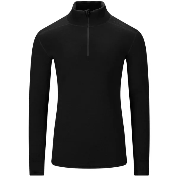 Fleecewool V2 Polo W/ Zip Jet Black Erbjudandepris