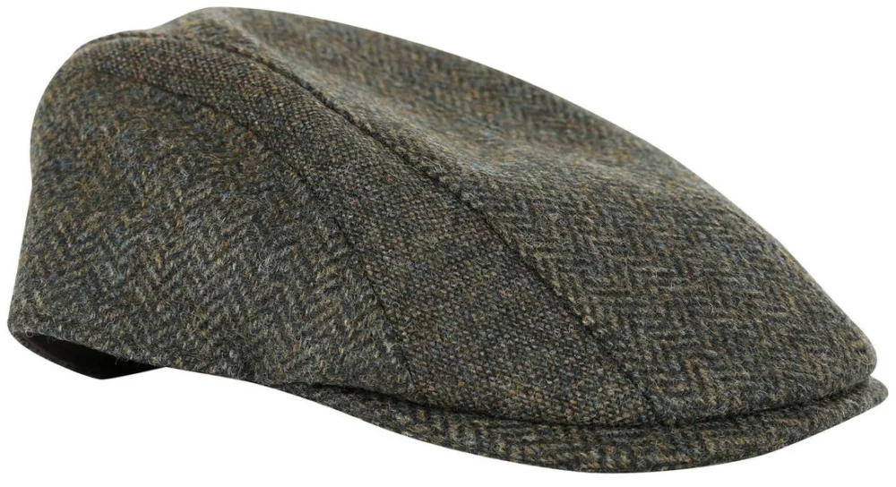 Herringbone Tweed Cap Olive Fri frakt